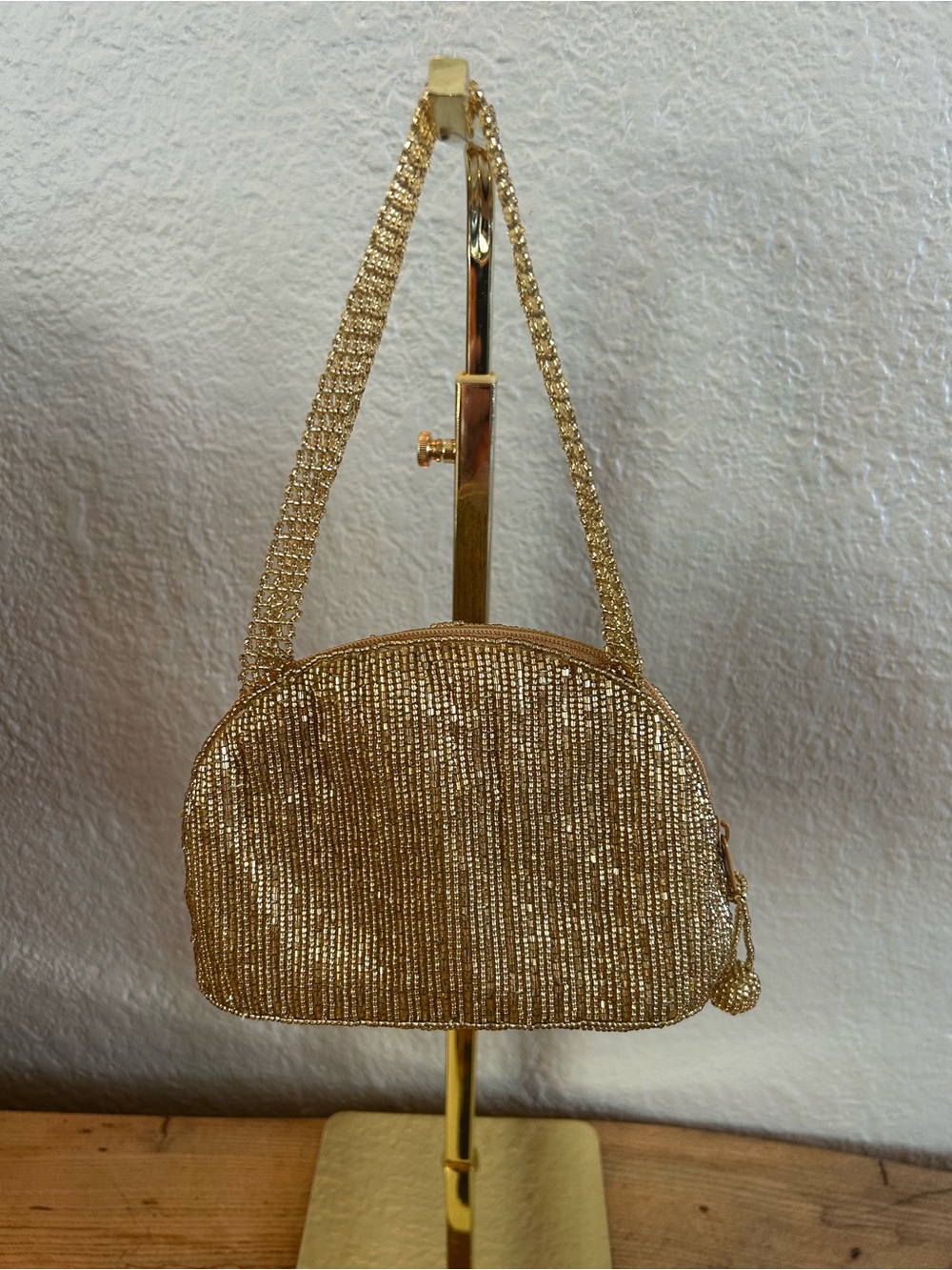 Vintage La Regale Gold Beaded Evening Bag Mini Opera Purse Handbag Bridal